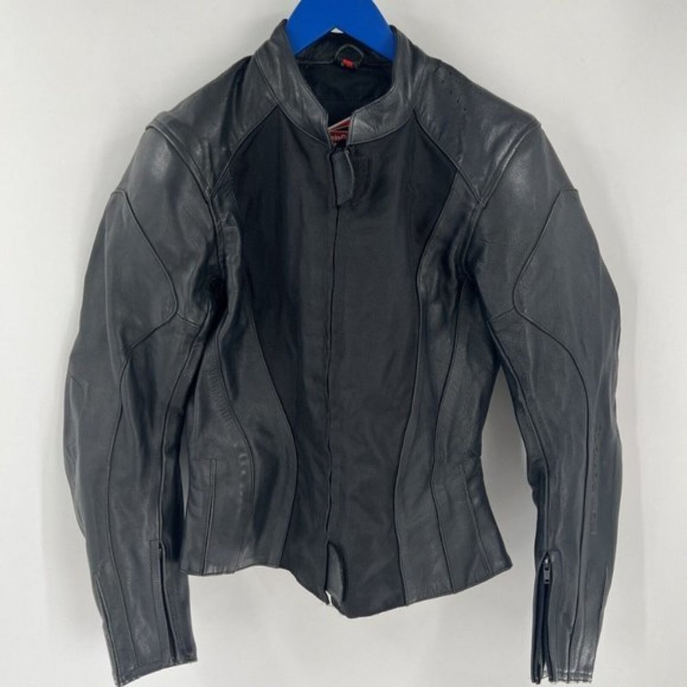 Vintage Hein Gericke Leather Biker Cafe Throat Tab Motorcycle Jacket Sz 40 Women